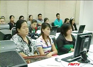 Online transactions are demonstrated to the business owners.